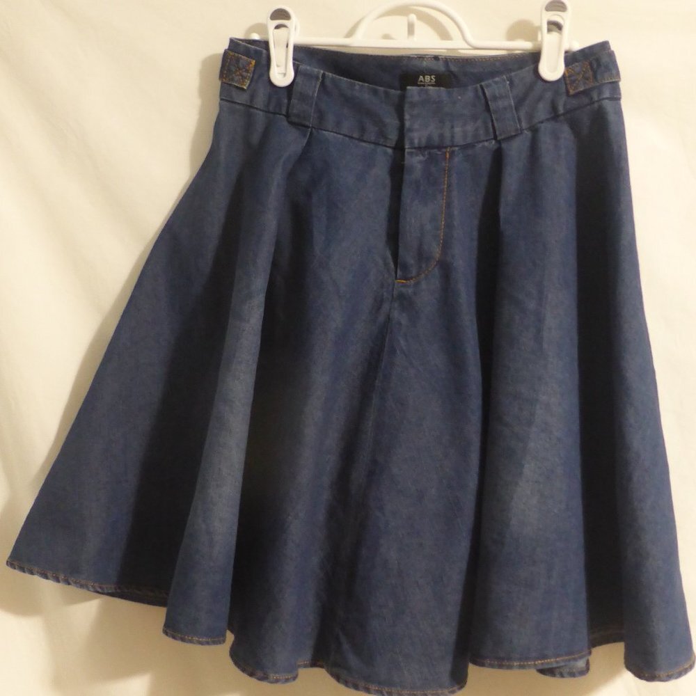ABS DENIM COLLECTION, pleated denim skirt, 13.5 inch waistline (measured) GUC